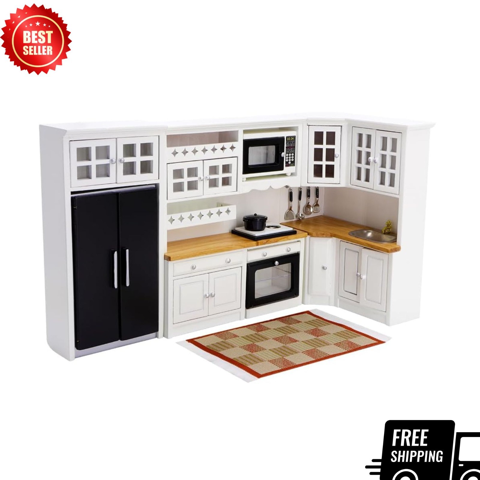 1:12 Scale Miniature Dollhouse Kitchen Furniture Set with Accessories