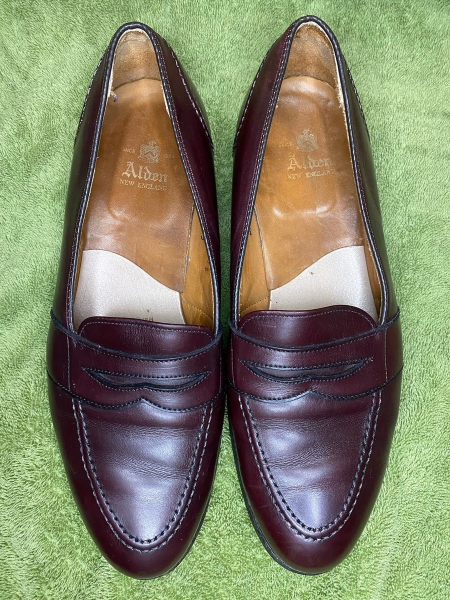 靴 Alden 683 Burgundy Full Strap Slip-On 683 Full Strap Slip-On Penny Loafer (Burgundy Calf) – The Alden Shop
