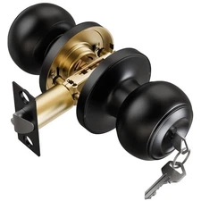 6 Pack Keyed Black Door Knob with Lock Key for Bedrooms Bathroom Closet Pantr...