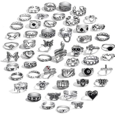 Vintage Silver Knuckle Rings Set for Women, Stackable Joint Finger Statement ...