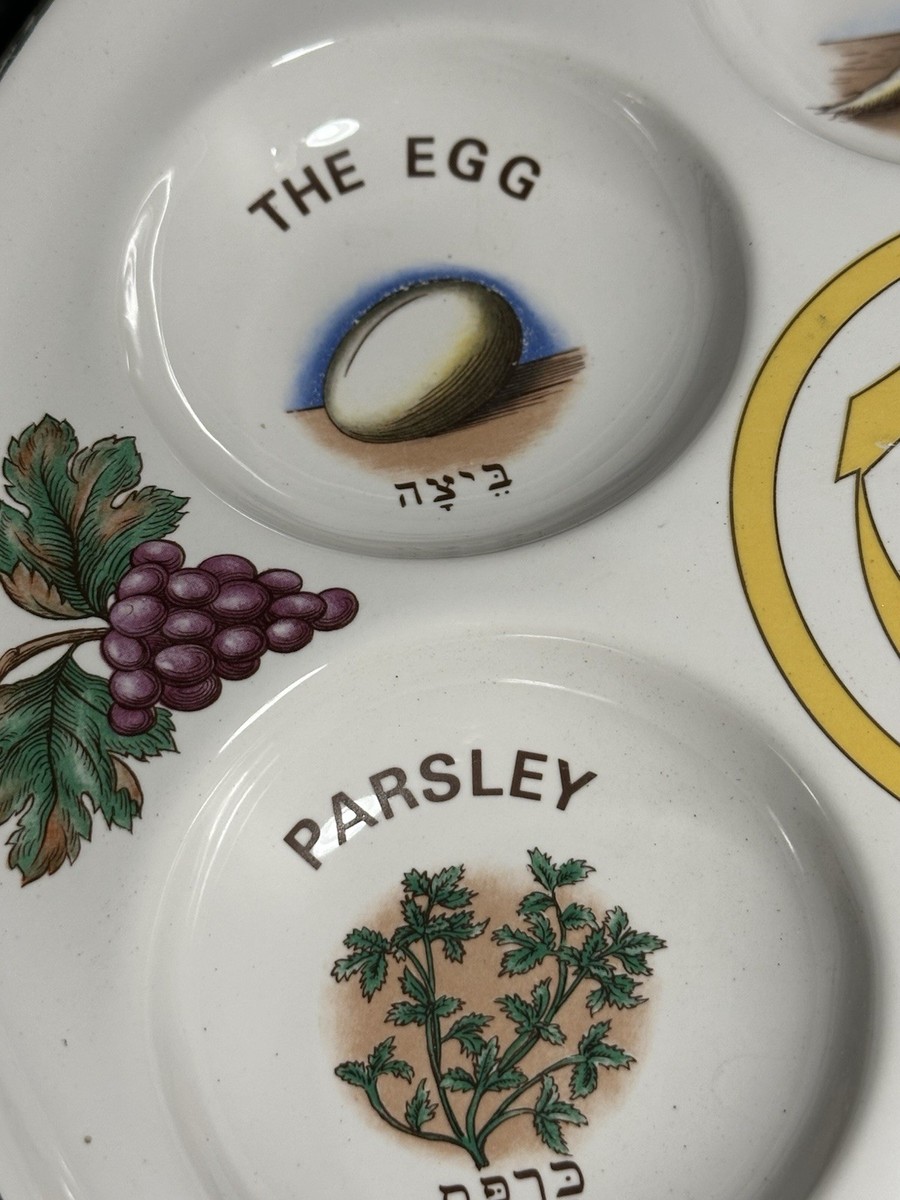 Vintage Ceramic Passover Seder Plate 11.5 Made in Israel English