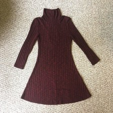 American Eagle Sweater Dress Size S Long Sleeve Keyhole Back Mini Red Holiday