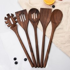 Black Walnut Wooden Cooking Utensils Set, 5 PCS - Handmade Non-stick Spatula,...