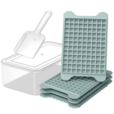Mini Ice Cube Tray for Freezer: Nugget Ice Cube Tray with Bin - Crushed Ice T...