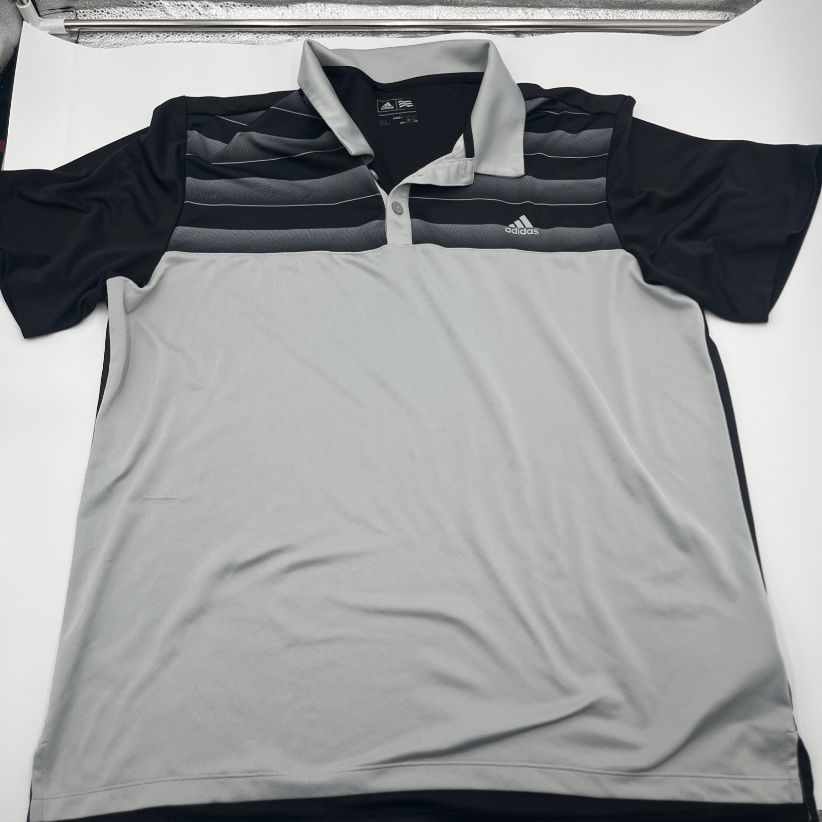 Adidas Golf Men's Extra Large XL Polo Shirt Black Gray Performance Short Sleeve