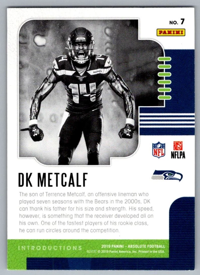 2019 Panini Absolute Introductions DK Metcalf Seattle Seahawks #7 - Image 2 of 2