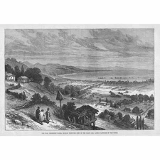 RUSSO TURKISH WAR Russian Port of Soukhoum Kaleh - Antique Print 1877