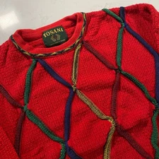Vintage Tosani  Sweater L Red 100% Cotton Made in Canada