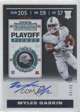 2019 Contenders Variation Playoff Ticket 6/49 Myles Gaskin Rookie Auto RC 08rz