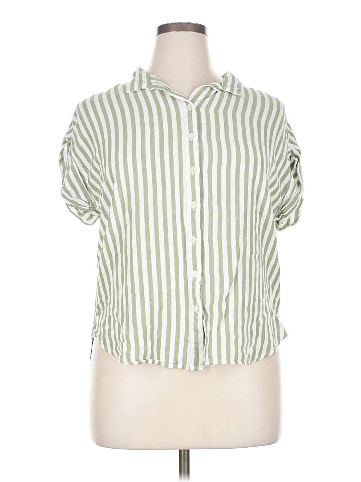 Alexander Jordan Women Green Short Sleeve Button-Down Shirt XL