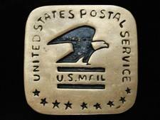 PF03136 VINTAGE 1970s **UNITED STATES POSTAL SERVICE** SOLID BRASS BARON BUCKLE