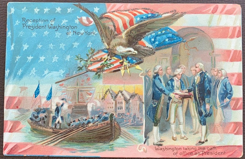 Patriotic Postcard Washington taking the oath of office as President Tuck & Sons