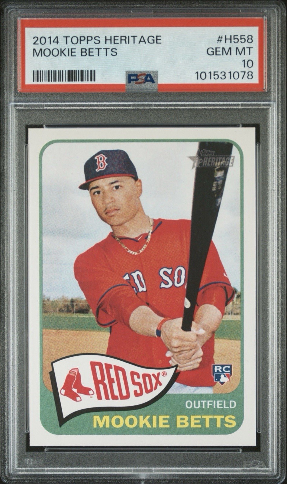 2014 TOPPS HERITAGE #H558 MOOKIE BETTS ROOKIE RC PSA 10