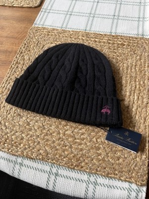 New W Tag Brooks Brothers Cashmere Blend Cable Knit Beanie Winter Hat $78 MSRP