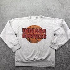Vintage Indiana Hoosiers Sweatshirt Mens Large Gray Basketball Crewneck Graphic