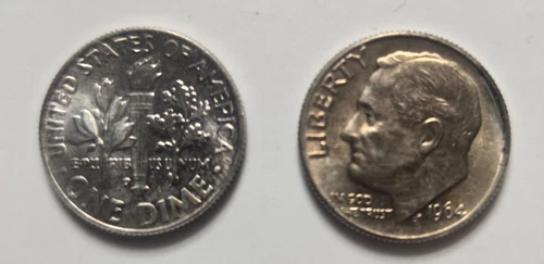 1964-P & D Uncirculated  "TONED" Roosevelt Dimes
