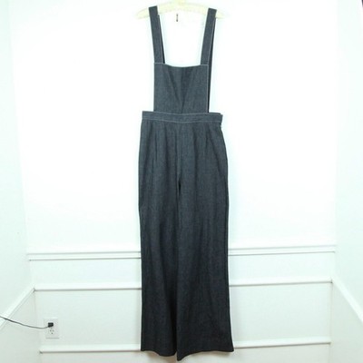 Behnaz Sarafpour 6 Wide Leg Dark Wash Denim Overalls Flare Minimal Quiet Luxury