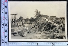 WW2 Era Military War Destruction Buildings Vehicle Vintage Photo Snapshot