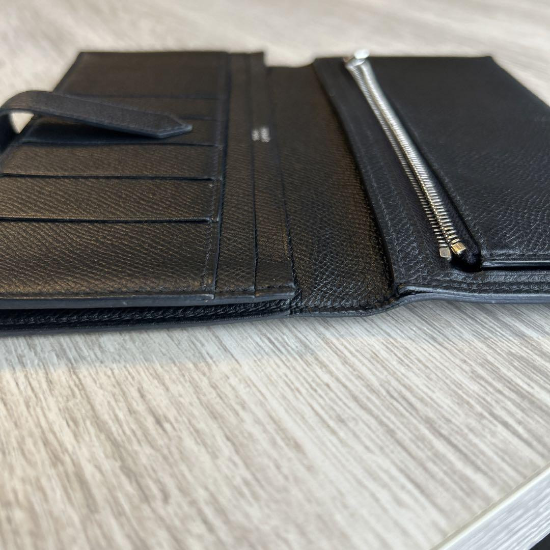 Hermes Bean Wallet Black & Silver Hardware 2017 A Stamp Used