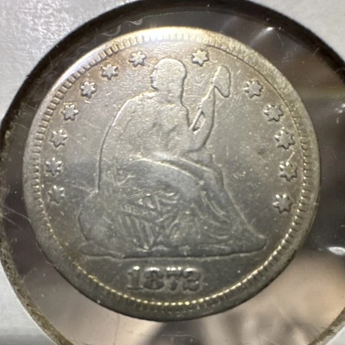 1873 Seated Liberty Silver Quarter 25C US Coin Circulated