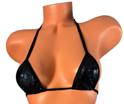 Metallic  black  Micro Bikini Top baby black Trim      Extreme Sexy Top Only