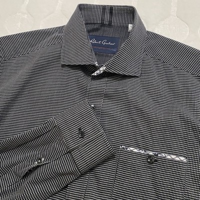 Robert Graham Men's Modern Americana Shirt Large Black White Long Sleeve Button