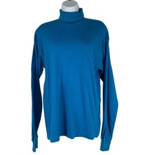 McGregor Classics Mens Long Sleeve Blue Turtleneck Shirt Size Large USA Made
