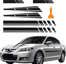 6pcs Car Hood Stickers Racing Sport Vinyl Body Side Stripe Decal Black 6pcs Car Hood Stickers Racing Sport Vinyl Body Side Stripe Decal Black