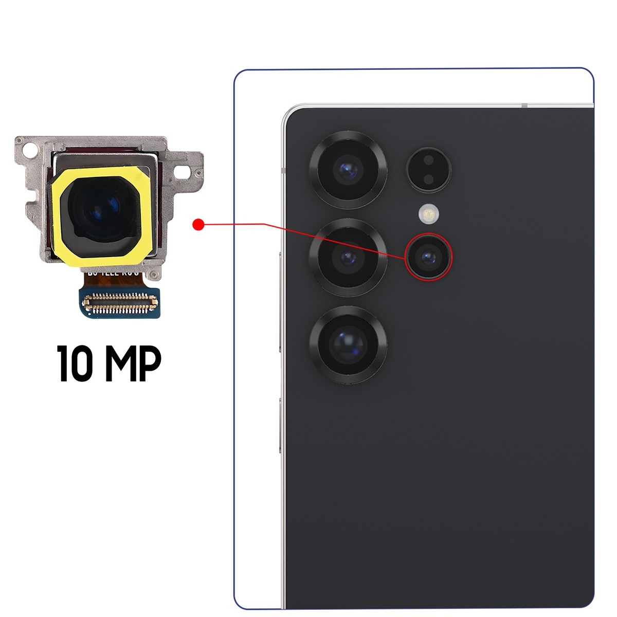 Téléobjectif 10MP Galaxy S25 Ultra Clappio Module Caméra Arrière Premium Jaune - 3