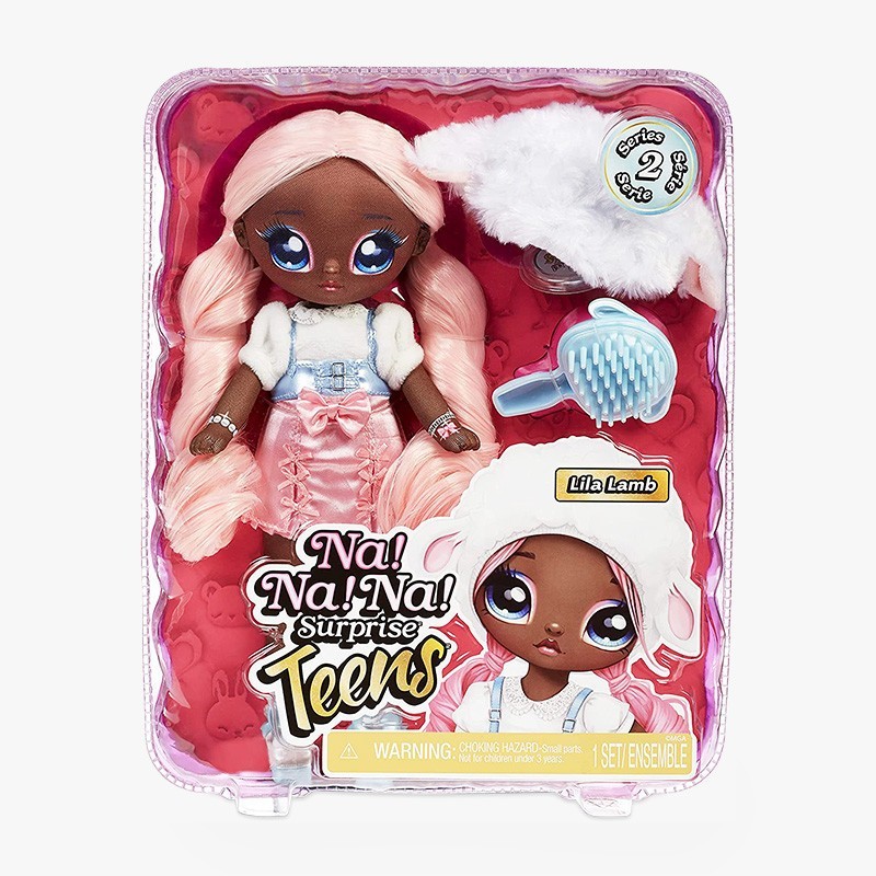 Poupée Na Na Na Surprise Teens Lila Lamb articulée 28 cm avec chapeau agneau