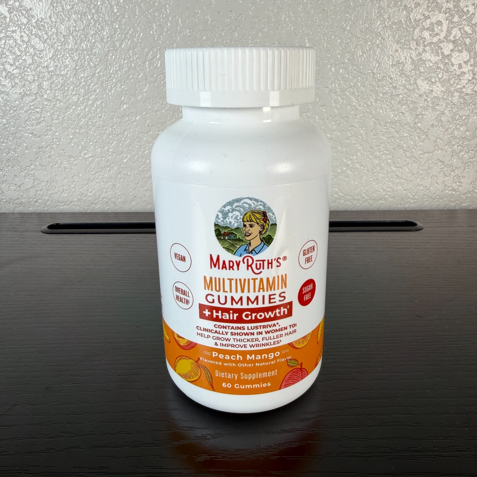 MaryRuth's Multivitamin Gummies + Hair Growth Peach Mango 60 Gummies Supplement