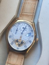 STUHRLING ORIGINAL ST-90017 Automatic 22 Jewels Skeleton Moon Dial Watch _3791