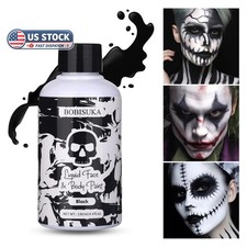 Black Face Body Paint Liquid Texture Washable Non Toxic Facepaint Fast Drying Fo