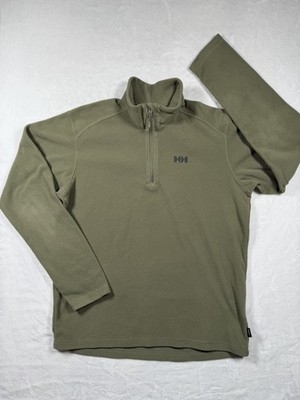Helly Hansen Mens Fleece Pullover L Green Polartec 1/4 Zip Sweatshirt