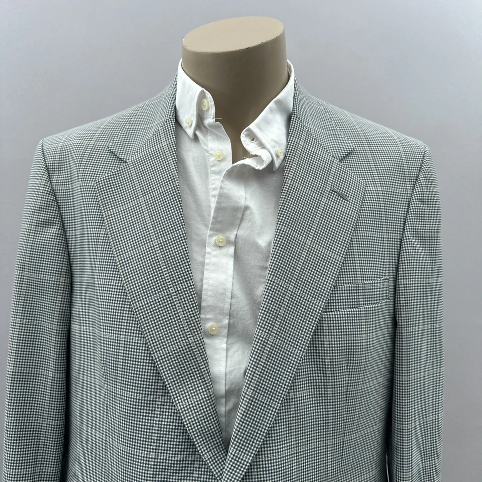 Lands End Blazer 男式 44R 多色格子羊毛西装夹克运动外套学院风 — 第 2/4 张图片