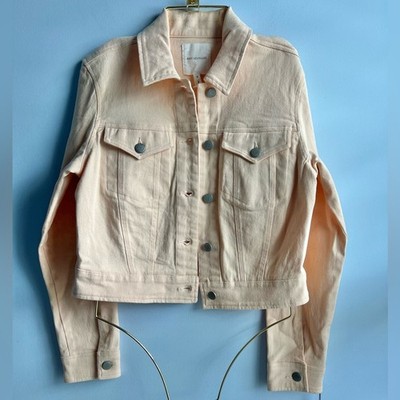 Avec Les Filles Women's Cotton Jean Crop Jacket Peach Size 10