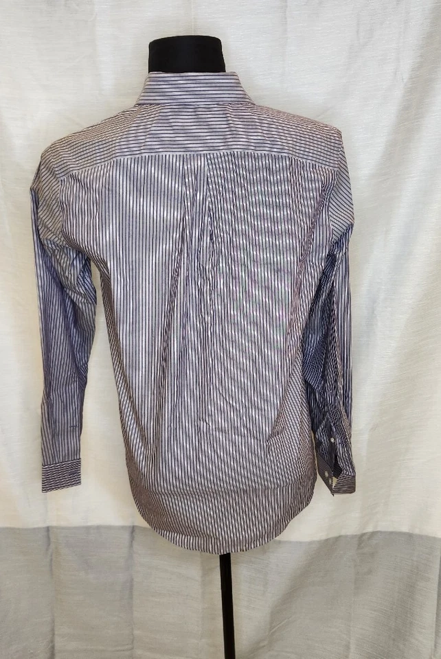 Eddie Bauer Men's Relaxed Fit Blue Stripe Long Sleeve Button Down Shirt, Small - Image 2 of 2