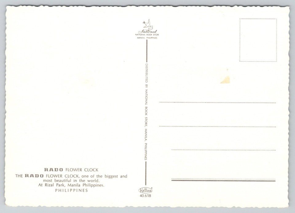 Postcard Manila Philippines Rado Flower Clock Rizal Park 4x6 | eBay