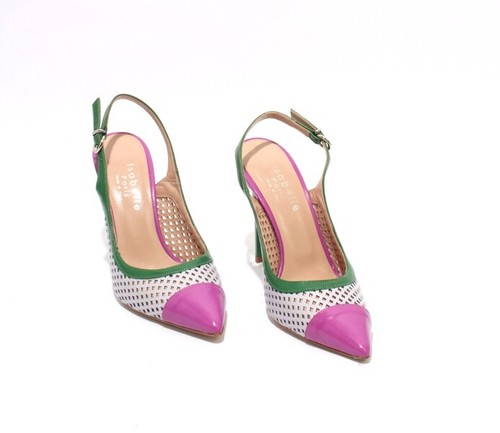 Isabelle 135c Multi-Color Leather Pointy Heel Slingbacks Pumps 39.5 / US 9.5 - Picture 2 of 8