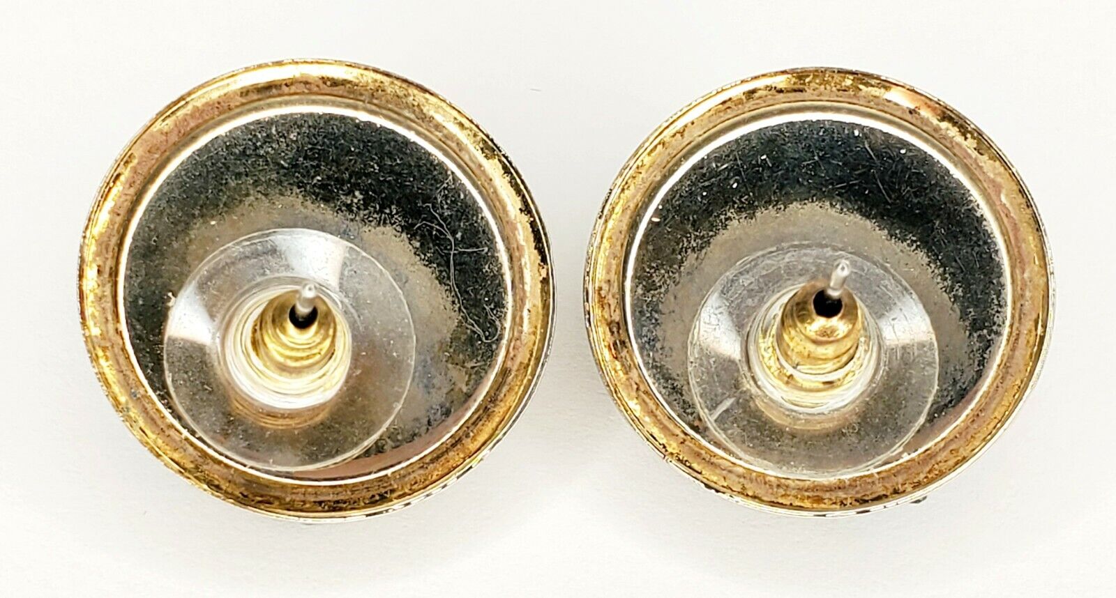 Vtg Pierced Earrings Gold Toned Metal Blue Cluste… - image 5