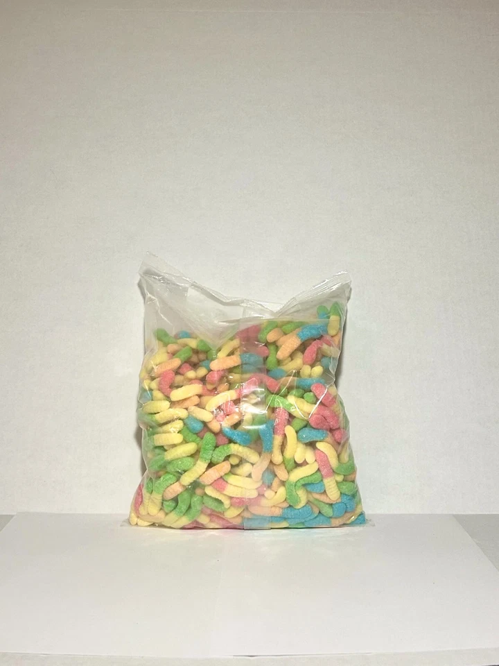 Mini caramelo gomoso Sour Neon 8 oz 1 lb 2 lb 3 lb 4 lb 4,5 lb bolsa gusanos frescos Foto 3 de 4