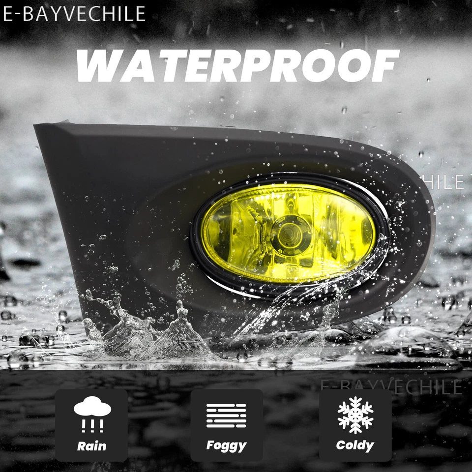 Luces antiniebla lentes amarillas parachoques Acura RSX DC5 2002-2004 con cable + interruptor Foto 2 de 4