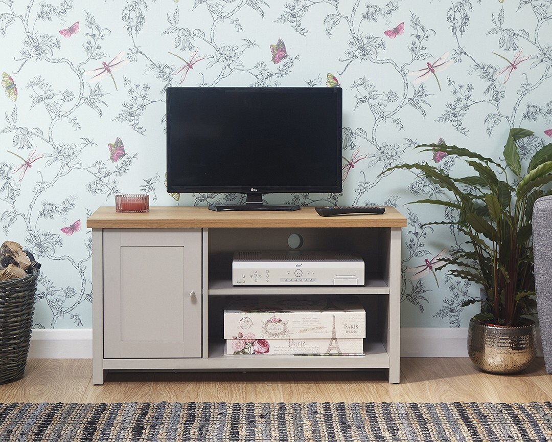 Lancaster Grey/ Oak Small TV Cabinet- LOCAL DELIVERY ONLY