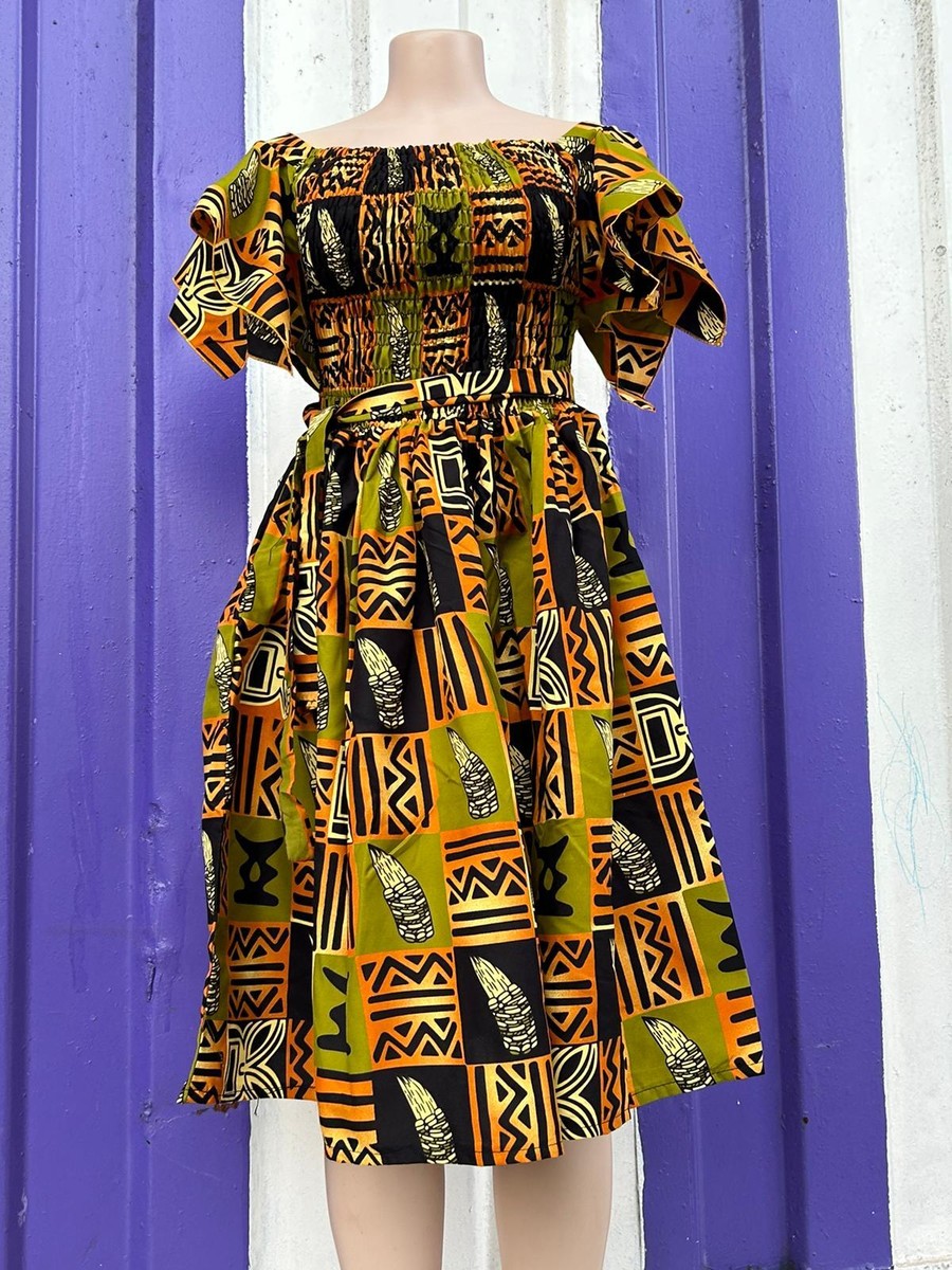 Registyle Ankara Wax Print Short Dresses Sizes 10-16
