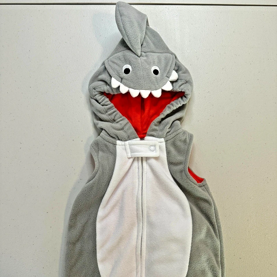 Carter's Gris Polar Tiburón Halloween Disfraz Talla Recién Nacido + Bonus Gris Camiseta Foto 3 de 4