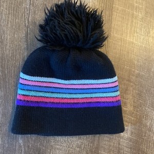 Vtg 70’s Meister 100% Wool Knit Hat w/ Pom Md in Hong Kong Black one size