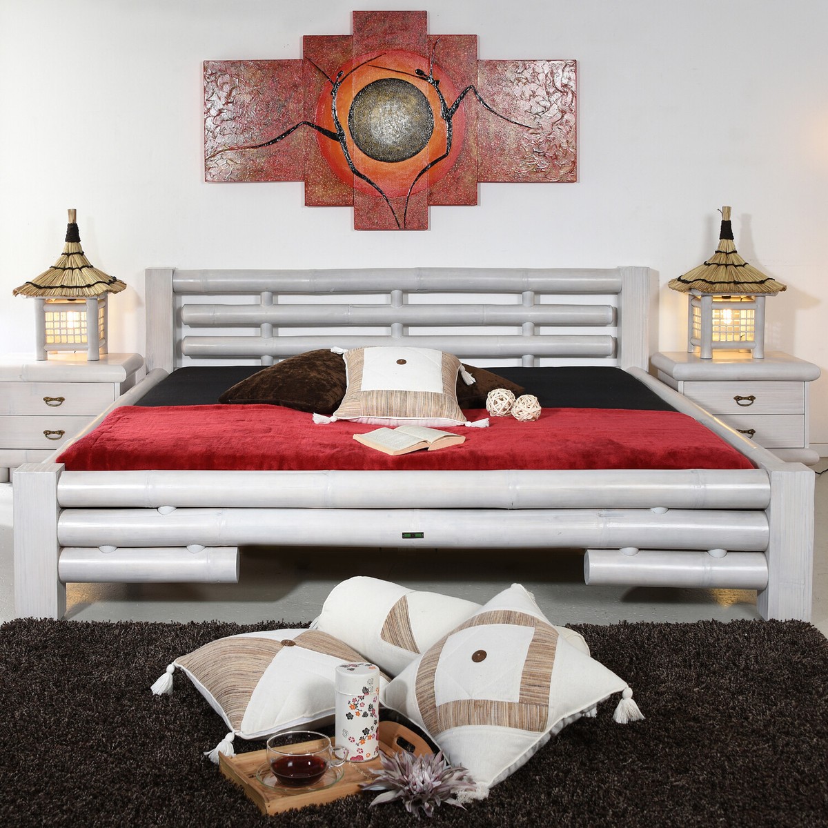 Bambusbett 200x200 Koh Tao Wei Doppelbett Bettgestell Holzbett Bett Design  Neu | eBay.de