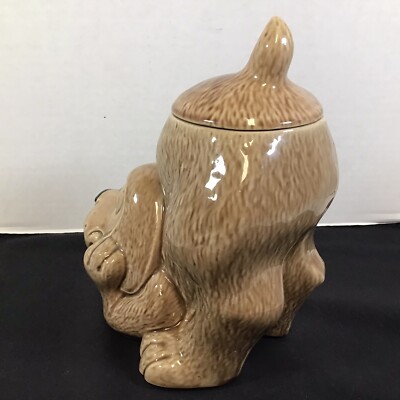 Vintage McCoy Pottery Ceramic Brown Thinking Puppy Dog Red Tongue