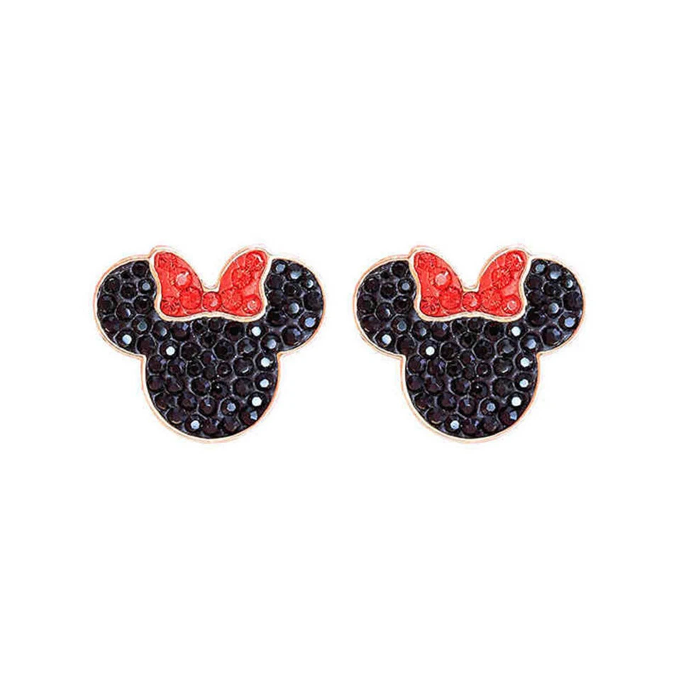 Aretes ZARD Disney Minnie Mouse en pavé de cristal de metal chapado en oro rosa Foto 4 de 4