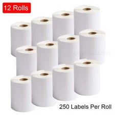 12 Rolls- 4x6 250/Roll Direct Thermal Shipping Labels For Zebra & Rollo Printer